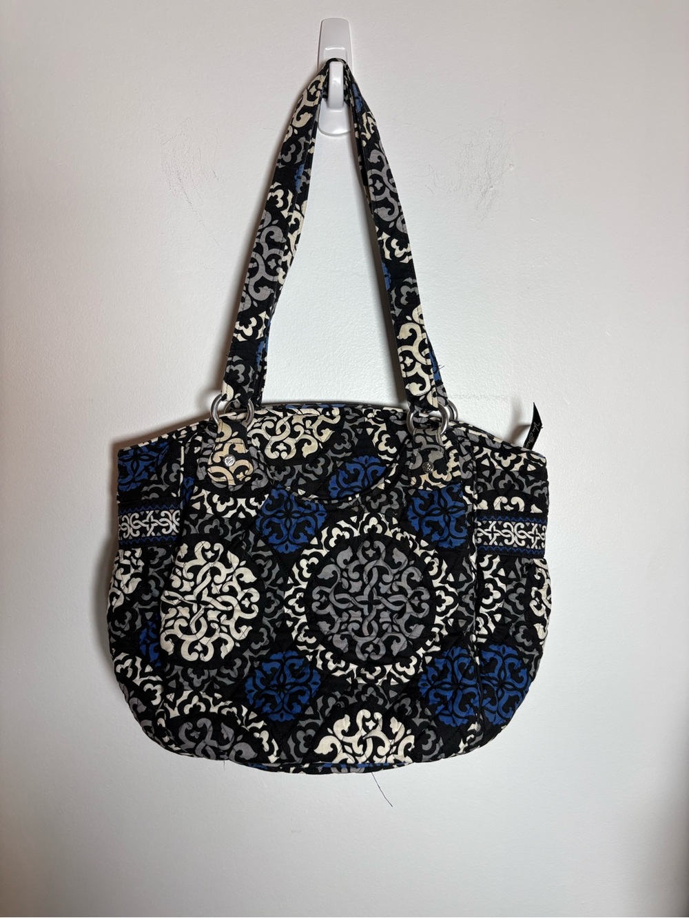 Vera Bradley Quilted Tote in Blue, Black & White